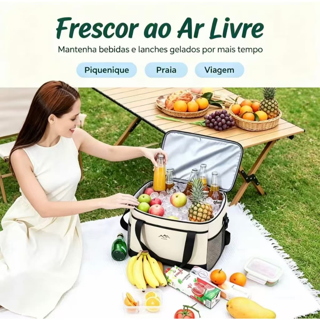 Bolsa refrigerante para camping ao ar livre, formato quadrado de grande capacidade, bolsa térmica portátil para carro