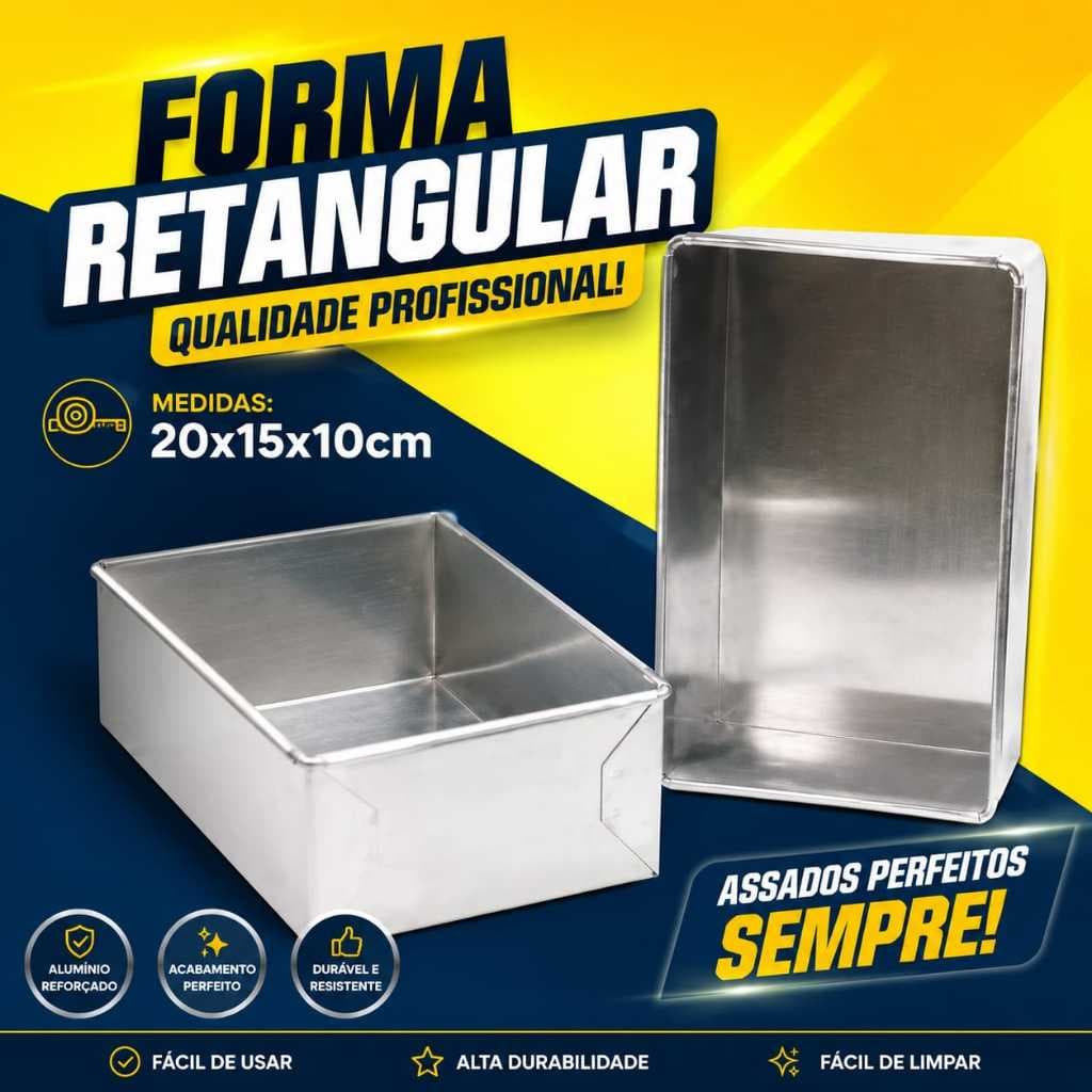 Forma 20x15x10 Assadeira Retangular Bolos Forma Fundo Fixa Alta de Alumínio Resistente