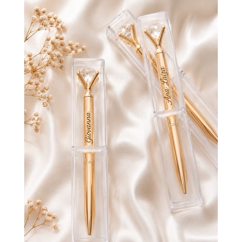 Caneta personalizada com nome tipo diamante cristal na ponta