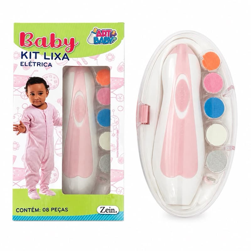 Kit Lixa Elétrica para Unhas de Bebê com 6 Lixas e Estojo Protetor
