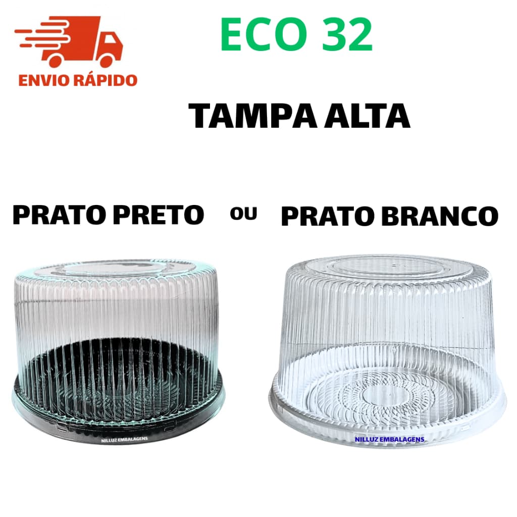 Embalagem para Bolo Torta 18cm Até 1Kg Tampa Alta Ideal Bolo Vulcão
