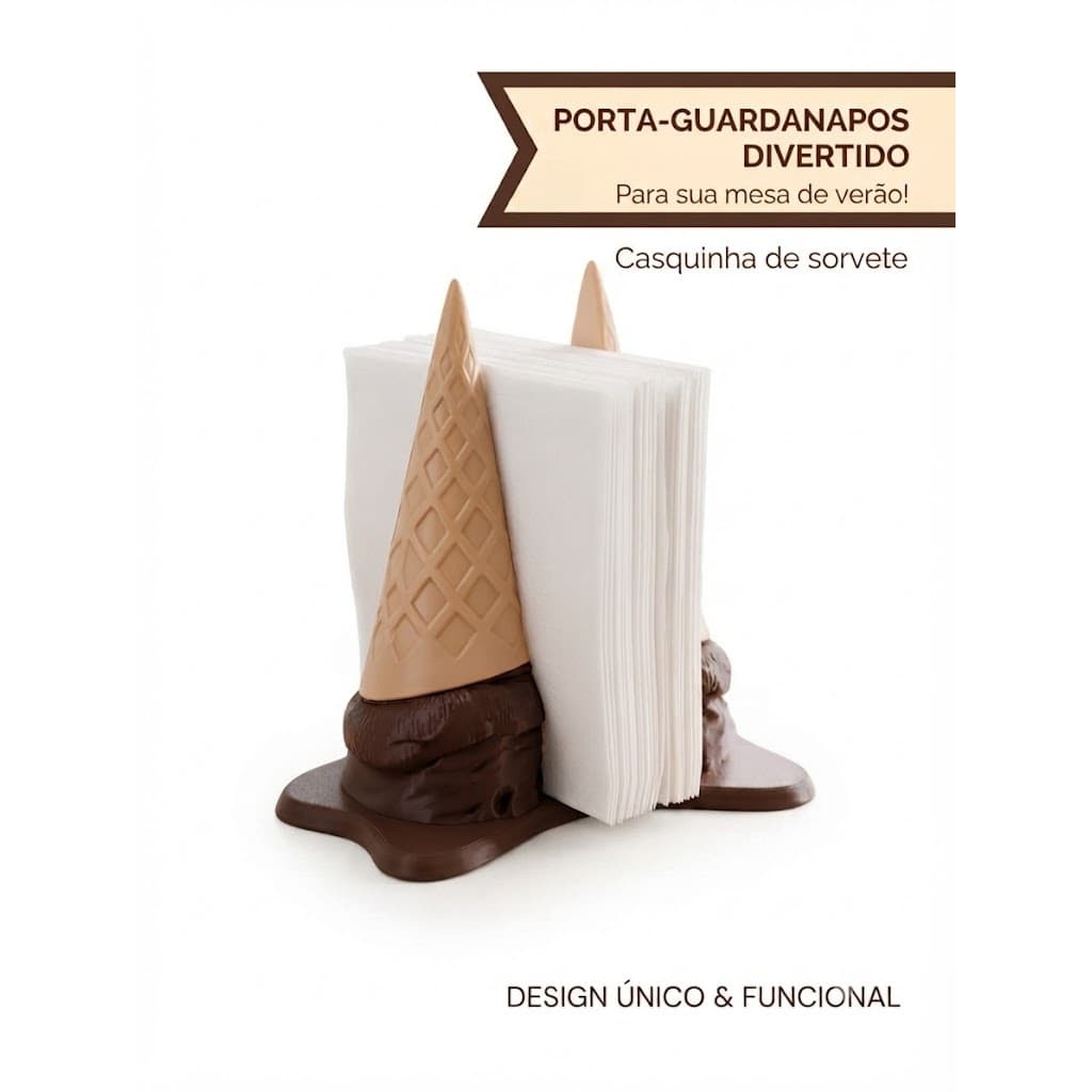 Porta-Guardanapos Divertido Casquinha de Sorvete | Design Único & Funcional