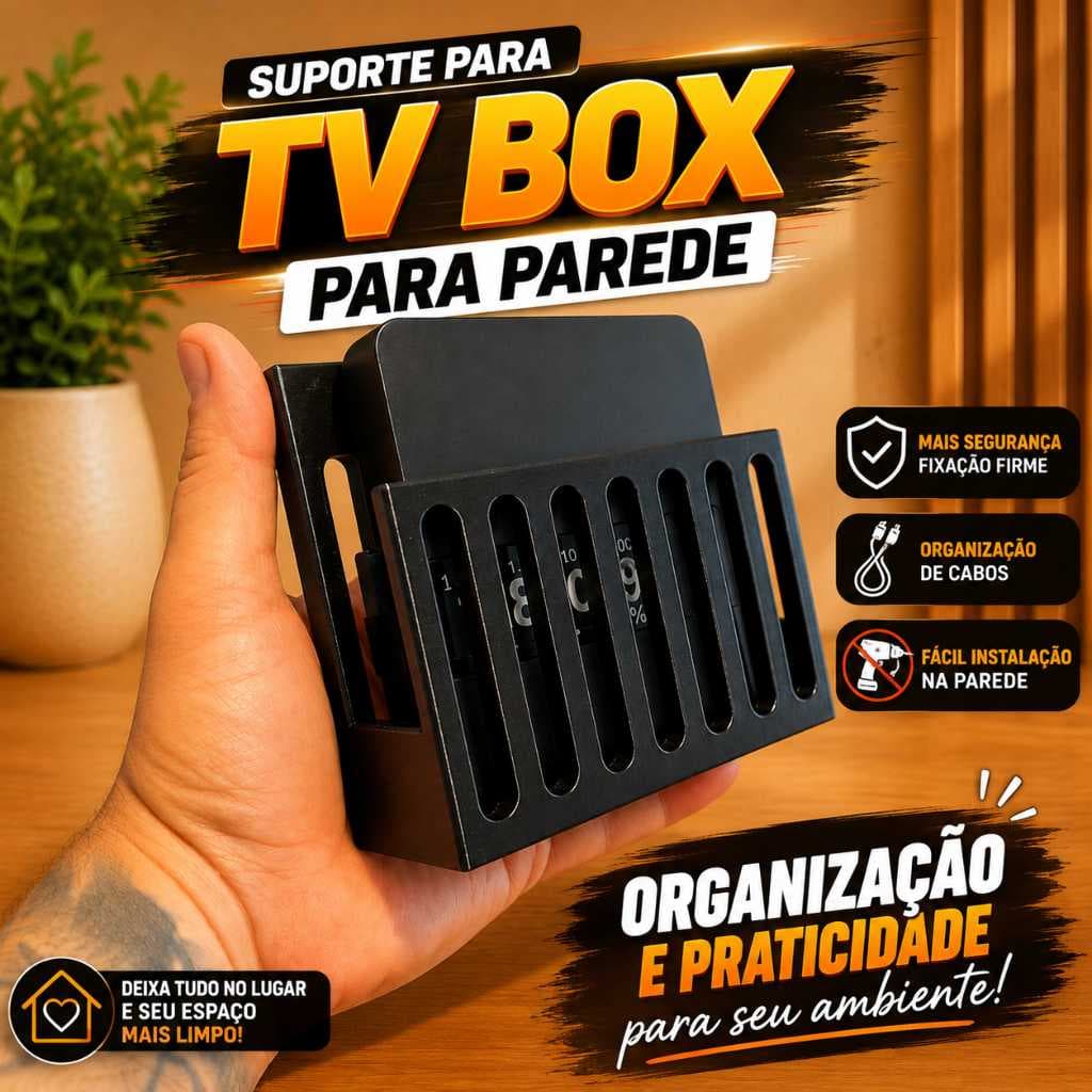 Suporte Tv Box para Parede Conversor Aparelho Moderno ENVIO IMEDIATO Objetos Organizador com Ventilação