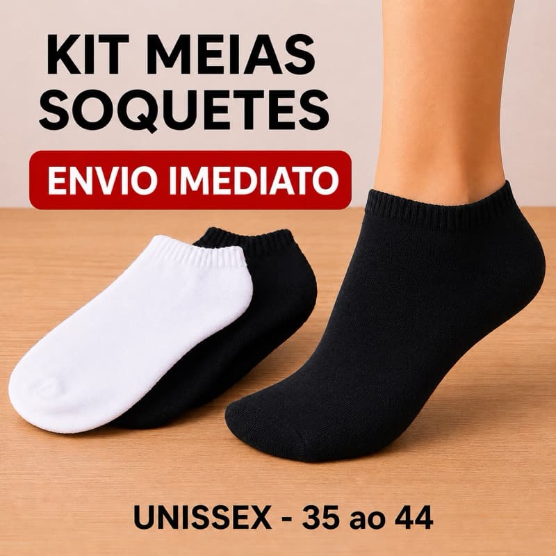 Kit até 24 Pares de Meias Soquete Unissex de Algodão Meias Cano Curtto Meia Feminina Masculina