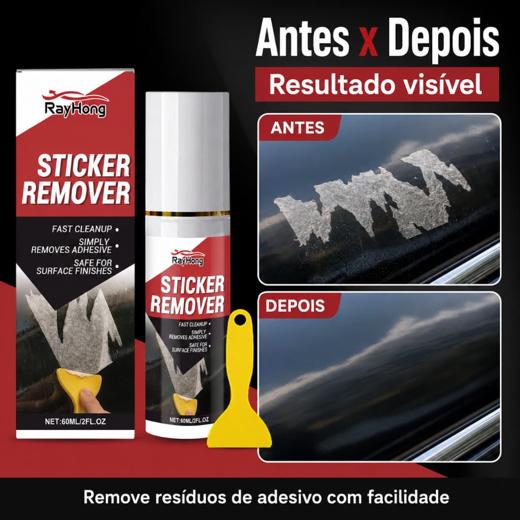 [Removedor de Cola] Tira Adesivos, Piche e Gordura, Multiuso Automotivo e Doméstico com Espátula