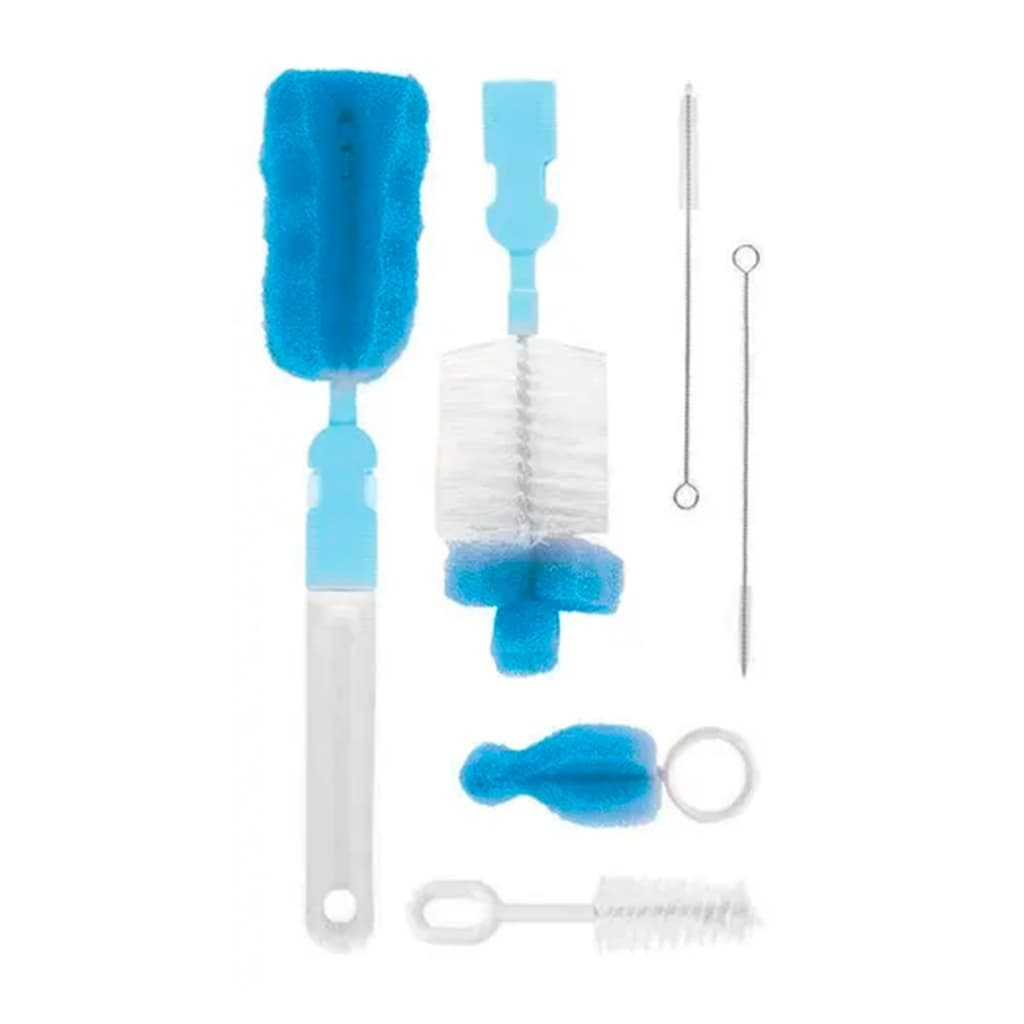 Kit de Escovas Limpeza Mamadeiras Bicos e Canudos Buba Azul ou Rosa