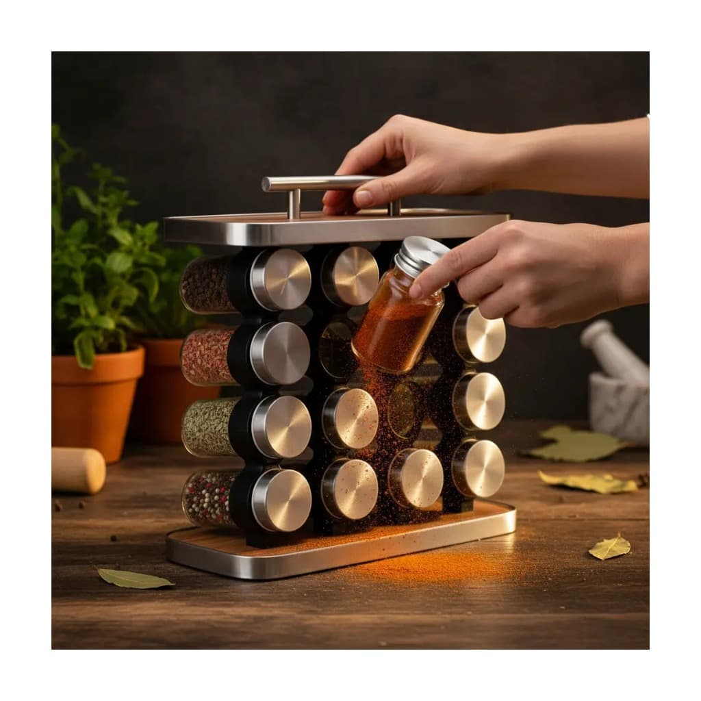Conjunto 16 Potes de Condimentos Vidro 80ml com Tampa Inox Porta Temperos Organizador Cozinha