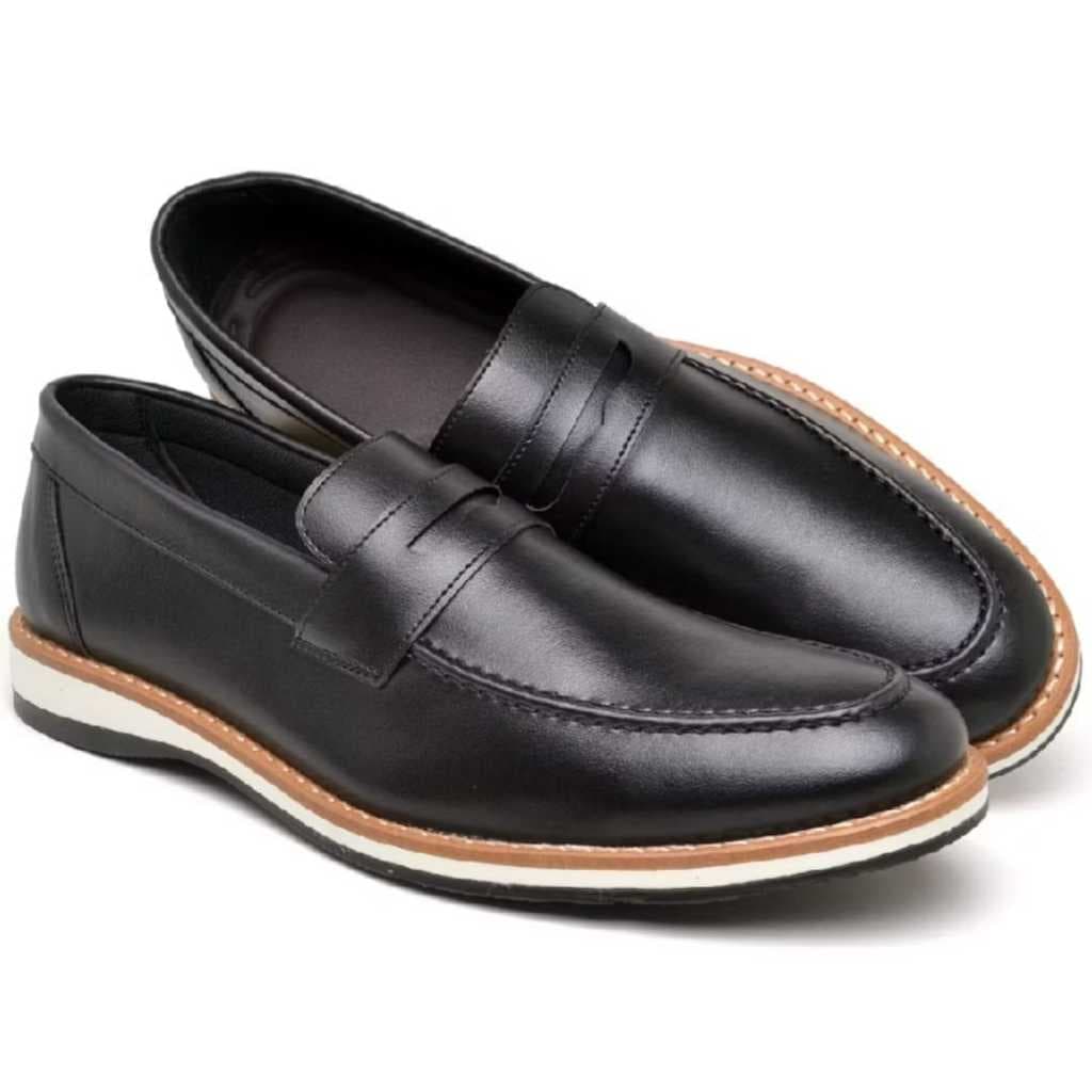 Sapato Social Mocassim Masculino Conforto Elegante Casamento Igreja Trabalho Dia a Dia Preto