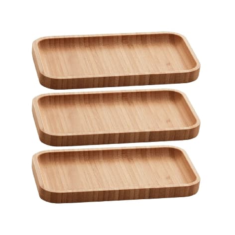 Kit 3 Bandeja Petisqueira Lyor Retangular Bambu 20 cm Petisqueira  Travessa de Bambu Tábua Petiscos