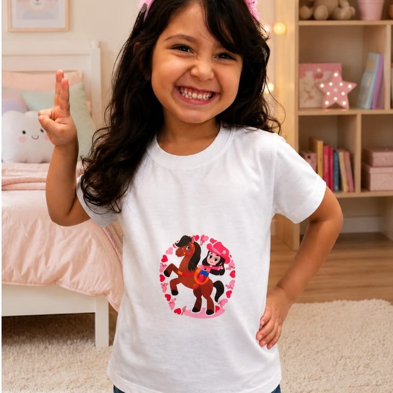 Camiseta Infantil Meninas Boiadeirinha Cavalo Ana Castela Ana Castelinha Algodão Premium