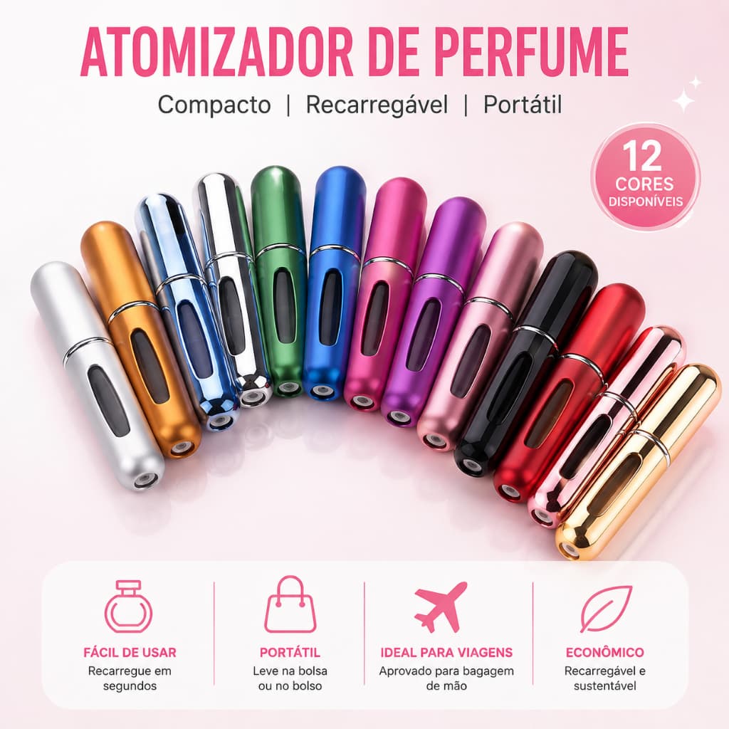 Kit3 6 ou 12 Frasco de Perfume l-Mini Atomizador Portátil De Viagem Para Perfumes E Óleos ssenciais Recarregável 5ml