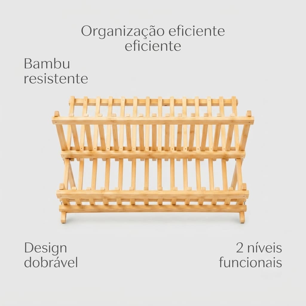 Escorredor louça dobrável duplo organizador bambu cozinha compacta