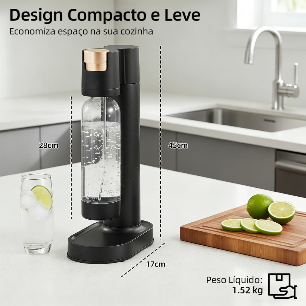 Máquina Água Com Gás Gaseificar Refrigerante Manual Garrafa Caseira Cozinha Bebidas