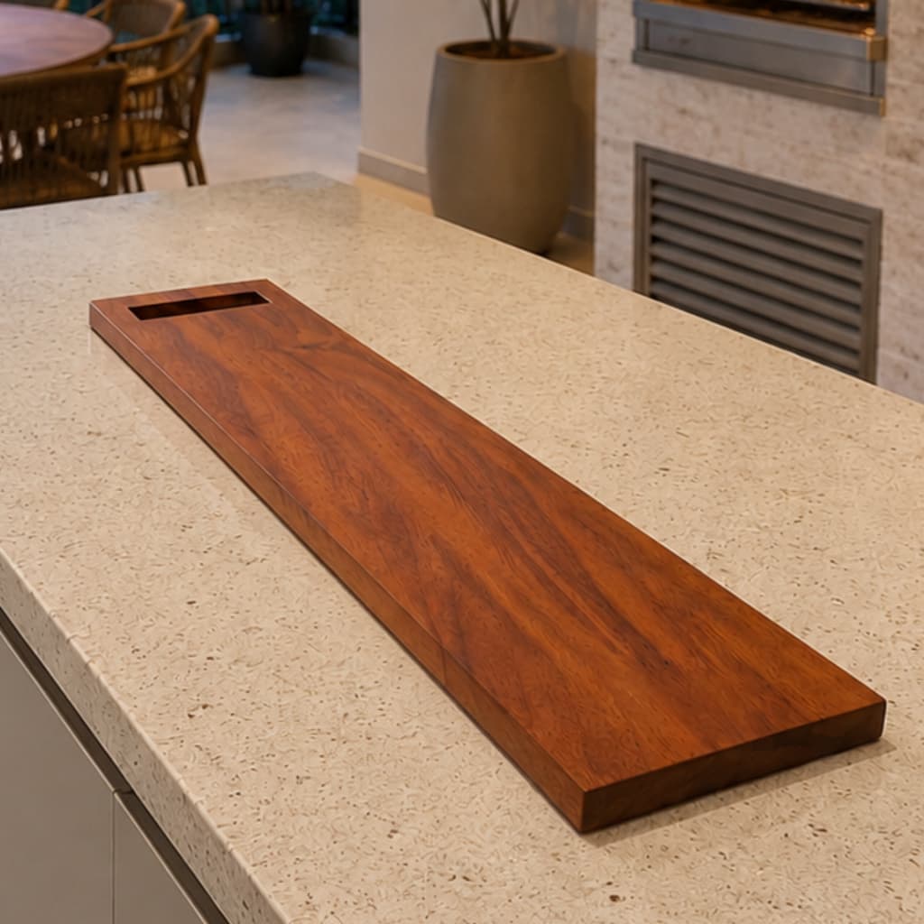 Tábua de Frios Grande Petisqueira de Madeira Maciça Servir Corte Carne Baguete Buffet Line Luxo 70cm