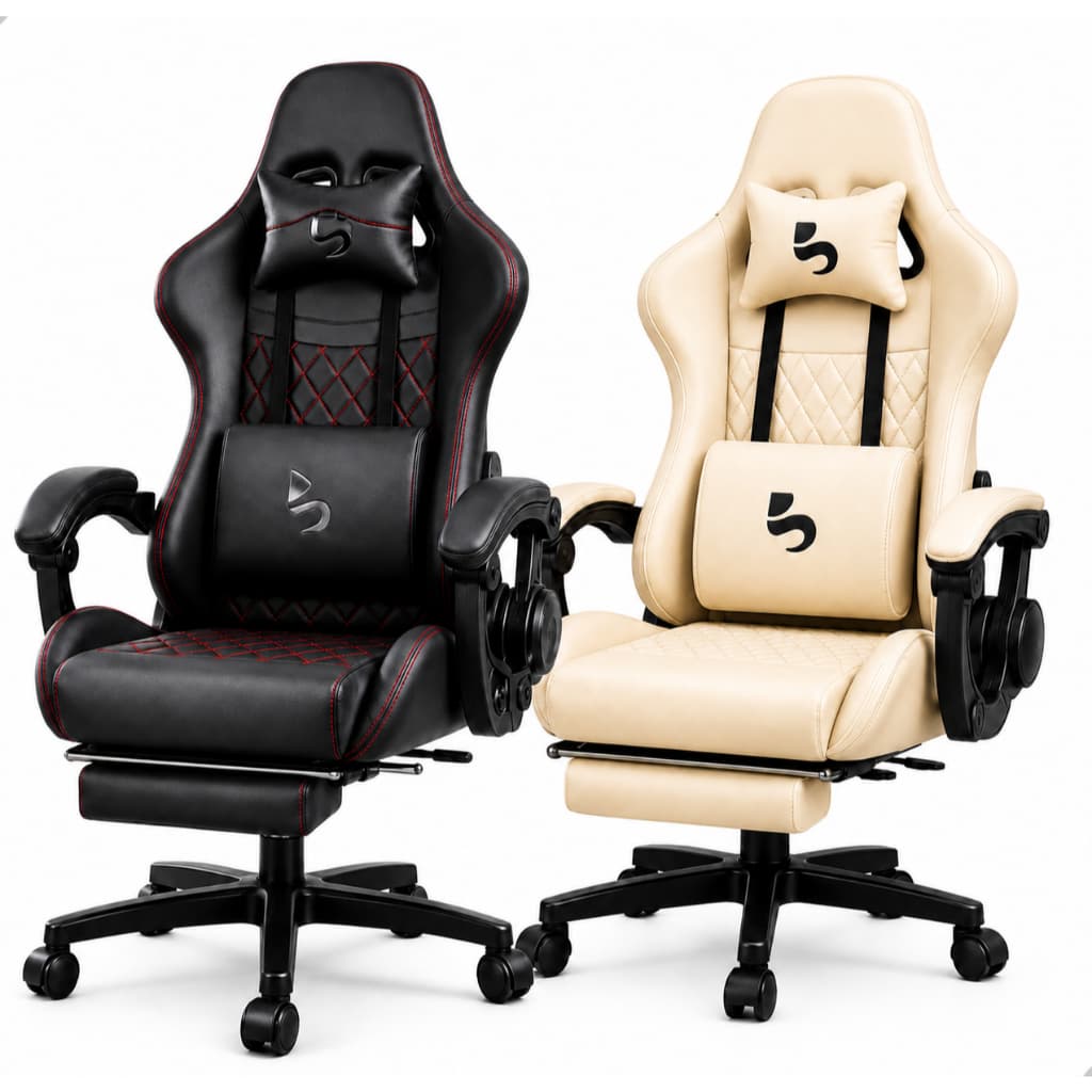 Cadeira Gamer Ergônomica Reclinável com Apoio de Pés e Base Giratória Home Office NR17 Confort Premium