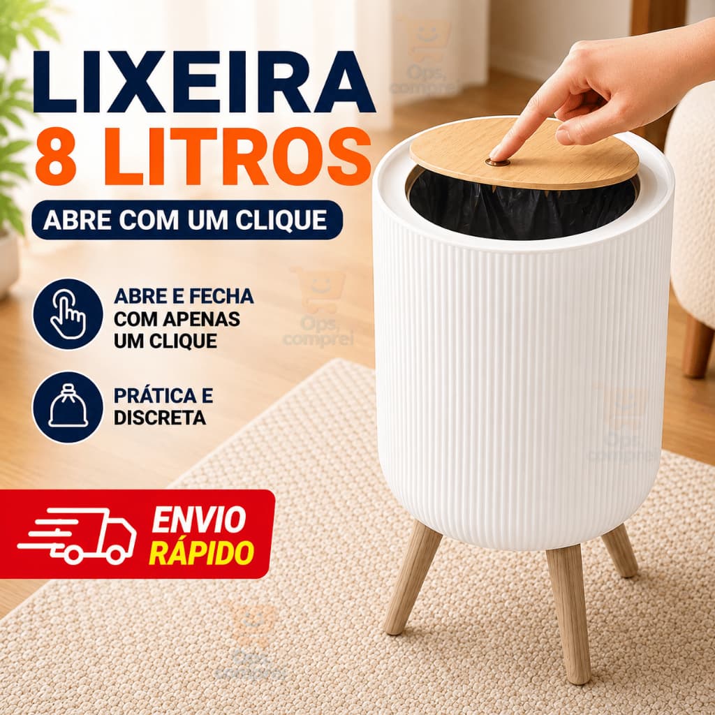 Lixeira Banheiro 8 Litros Com Pés Organizador Para Quarto Escritório