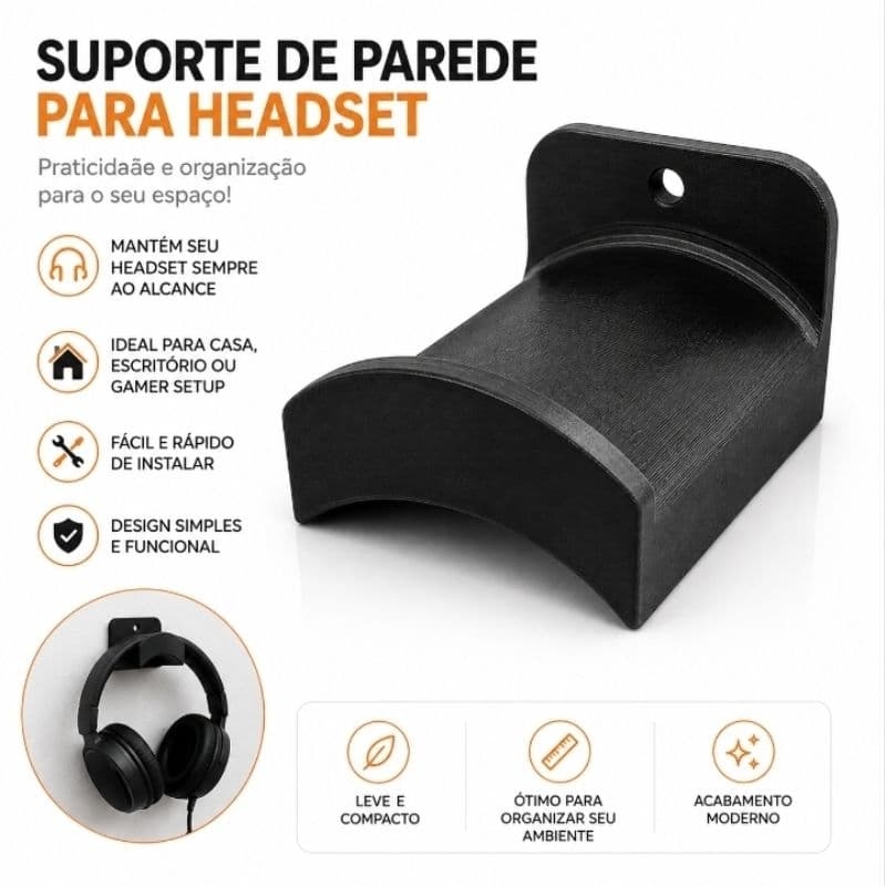 🎧 Suporte de Parede para Headset Organizador Gamer Universal Compacto Resistente Ideal para Setup Escritório Casa