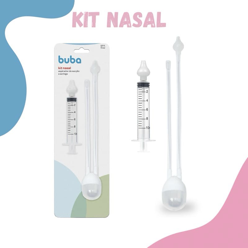kit nasal aspirador nasal de sucção seringa nasal  Buba ponta macia livre de BPA fácil de usar