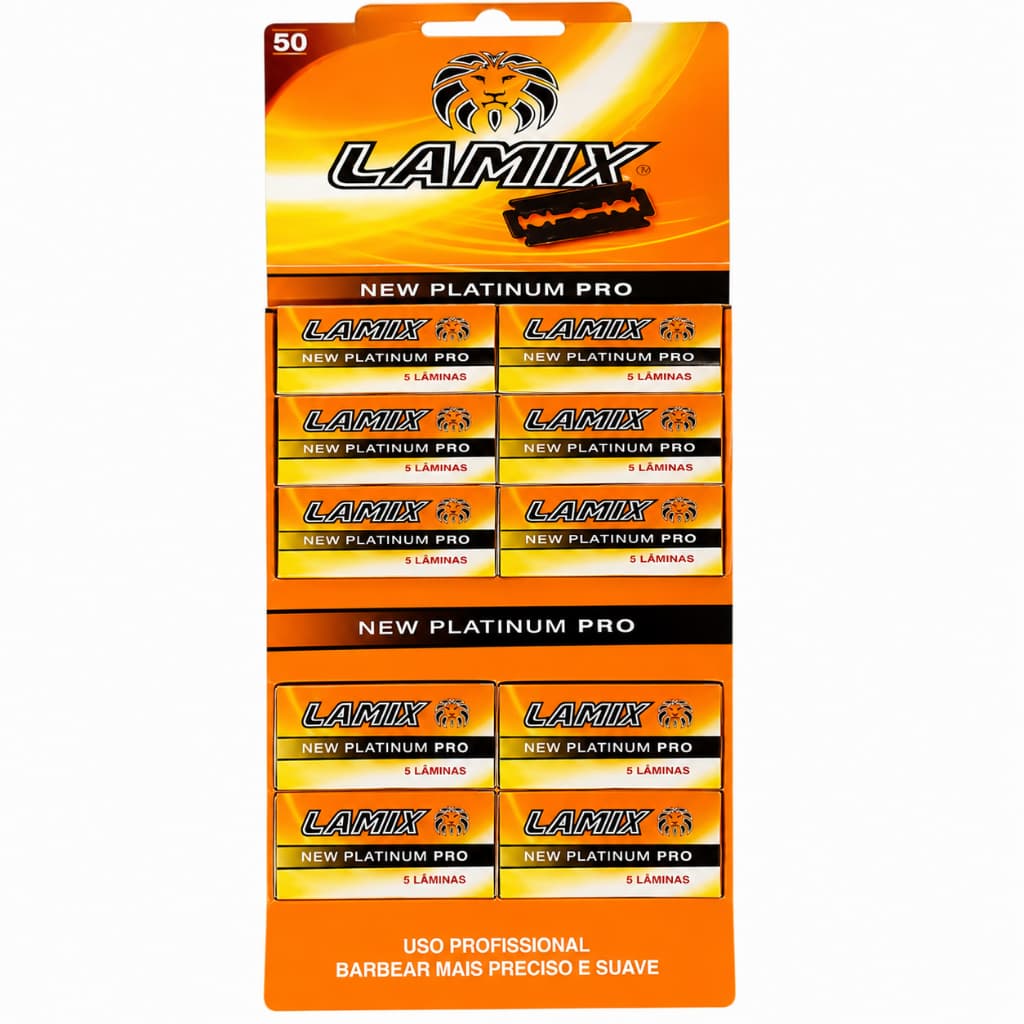 50 lâminas Lamix 1 Cartela com 50 Lâminas de Barbear Lamix New Platinum Pro