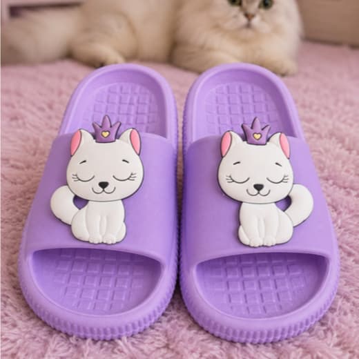 Chinelo Slide Infantil Menina Blogueirinha Divertida Gatinha Encantada Passeio Dia a Dia Antiderrapante