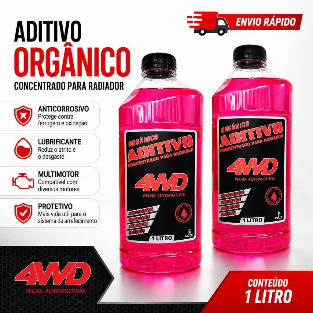 Kit 2 Aditivo Rosa Radiador Orgânico Concentrado Liquido de Arrefecimento Anticorrosivo