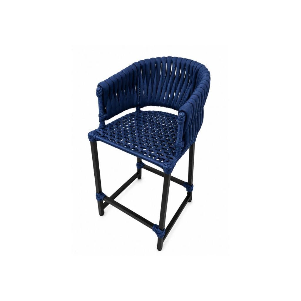 Uma Banqueta Alta Balcão Bistrô Alumínio Corda Náutica Durabilidade Conforto Resistente ao Tempo
