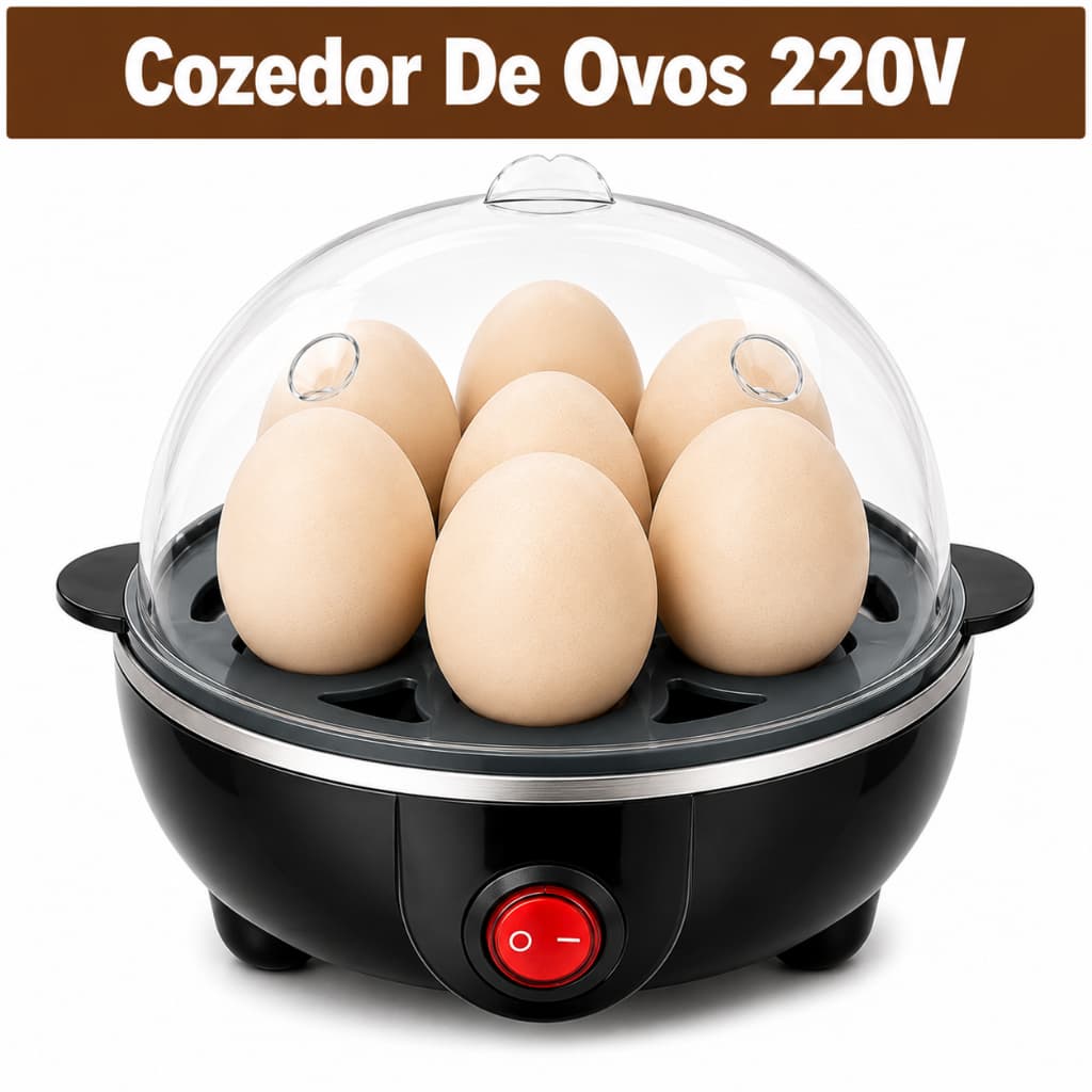 Cozedor De Ovos Elétrico 7 ovos Portátil Cozinha A Vapor 220v Preto Máquina De Cozinhar ovo