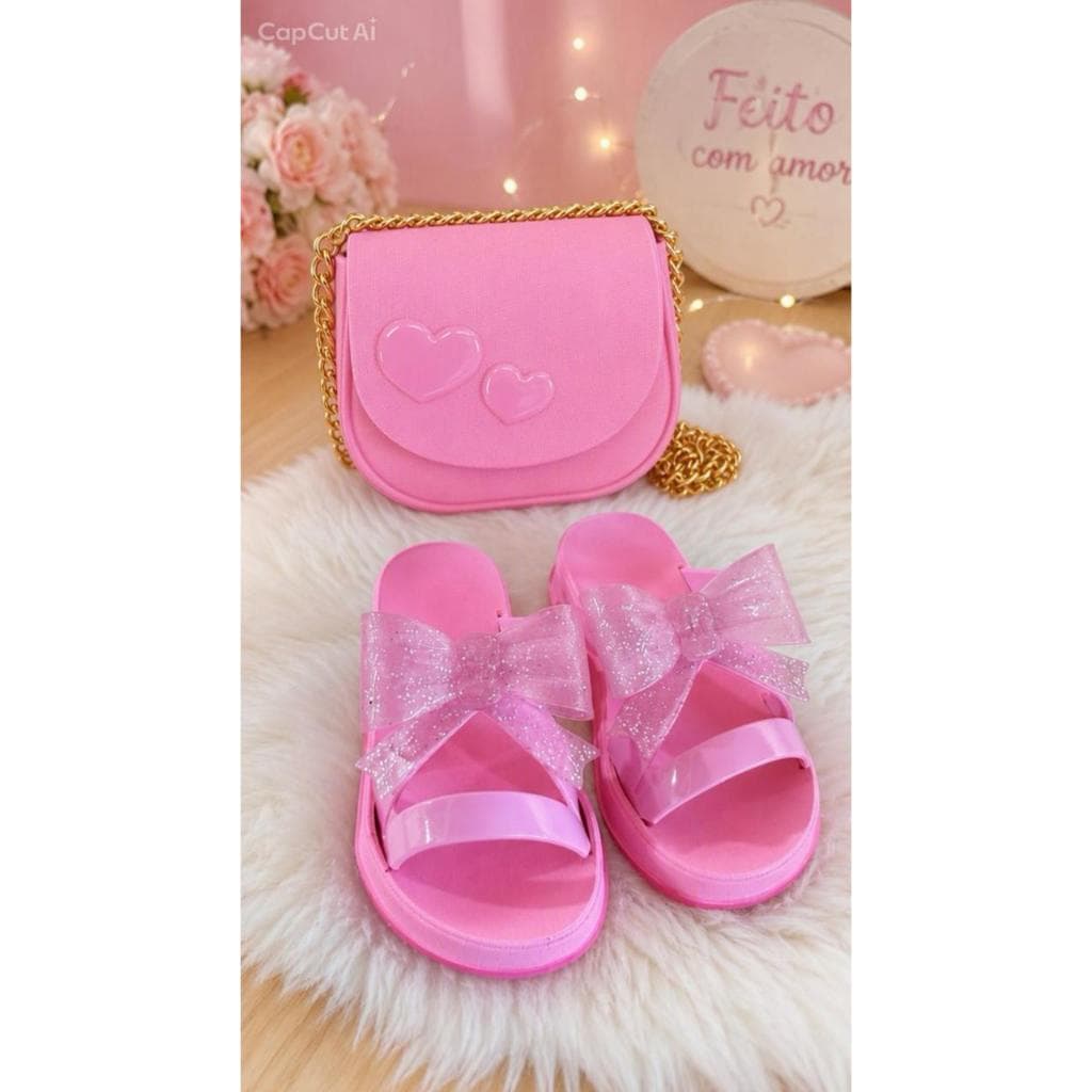 KIT BOLSA+SANDALIA LAÇO LINDA juvenil menina Papete Lançamento Barato Promoção 2027