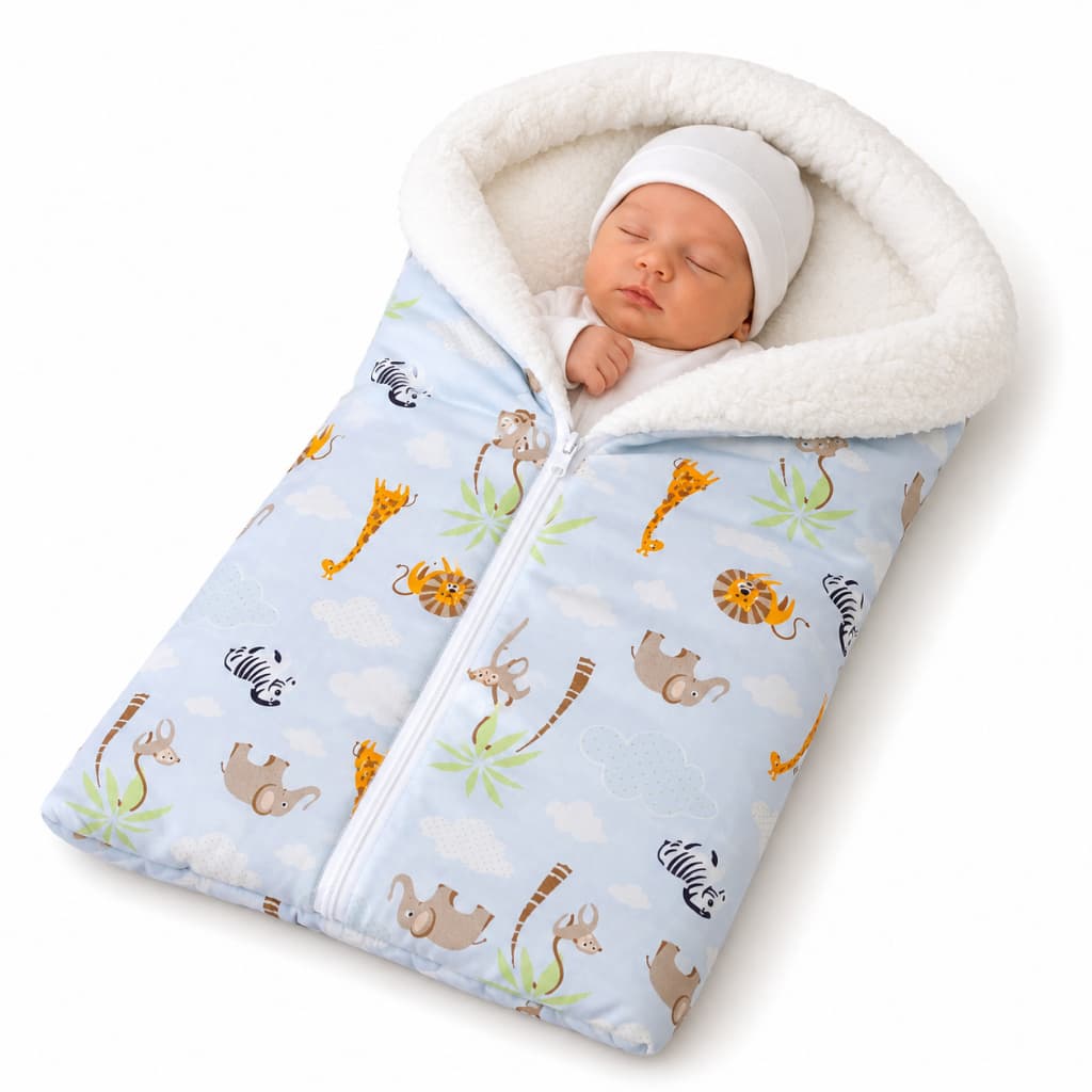 Saco De Dormir Bebê Inverno Sherpa Forrado Térmico Quente Confortável Com Zíper