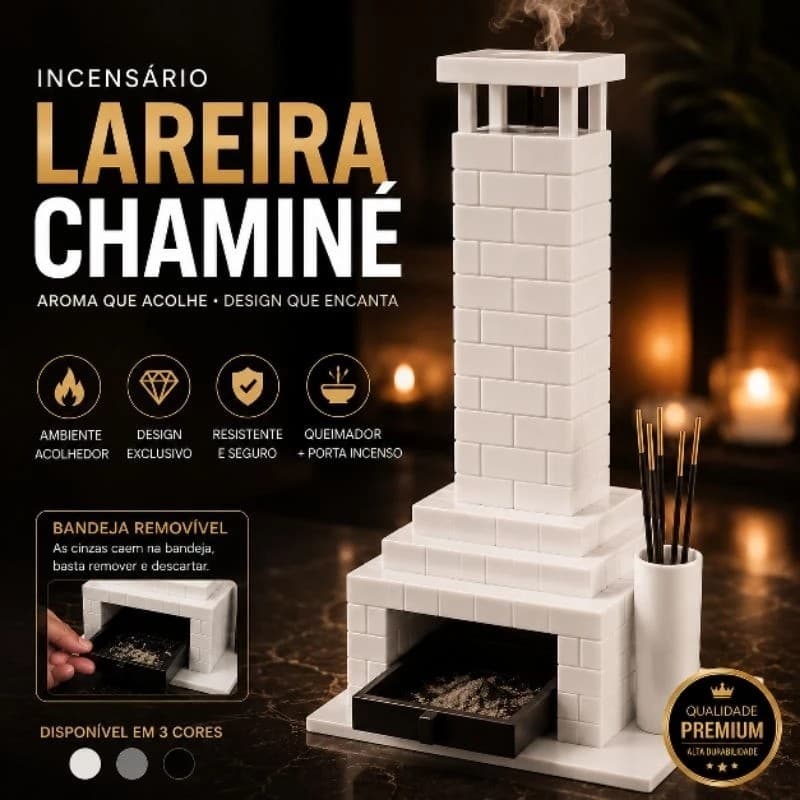 Incensário Mini Lareira Chaminé Decorativo Porta Incenso Queimador Invertido Vareta Aconchegante Zen