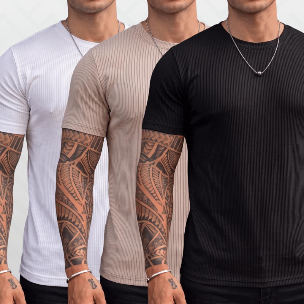 Kit 3 Camiseta Básica Masculina Canelado Slim Blusa Premium Lisa