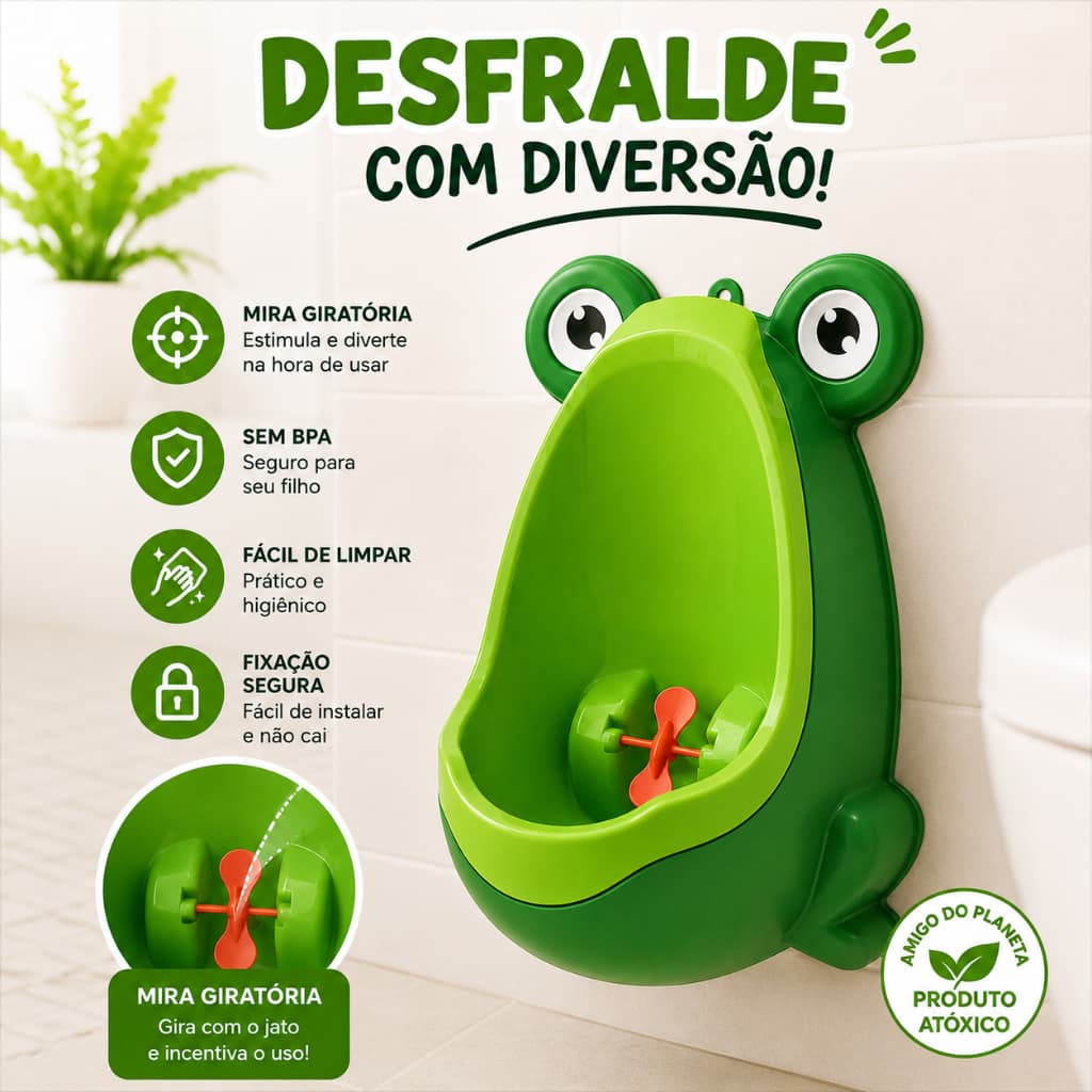 Mictório Infantil Parede Menino Sapinho Com Hélice Treinamento Banheiro