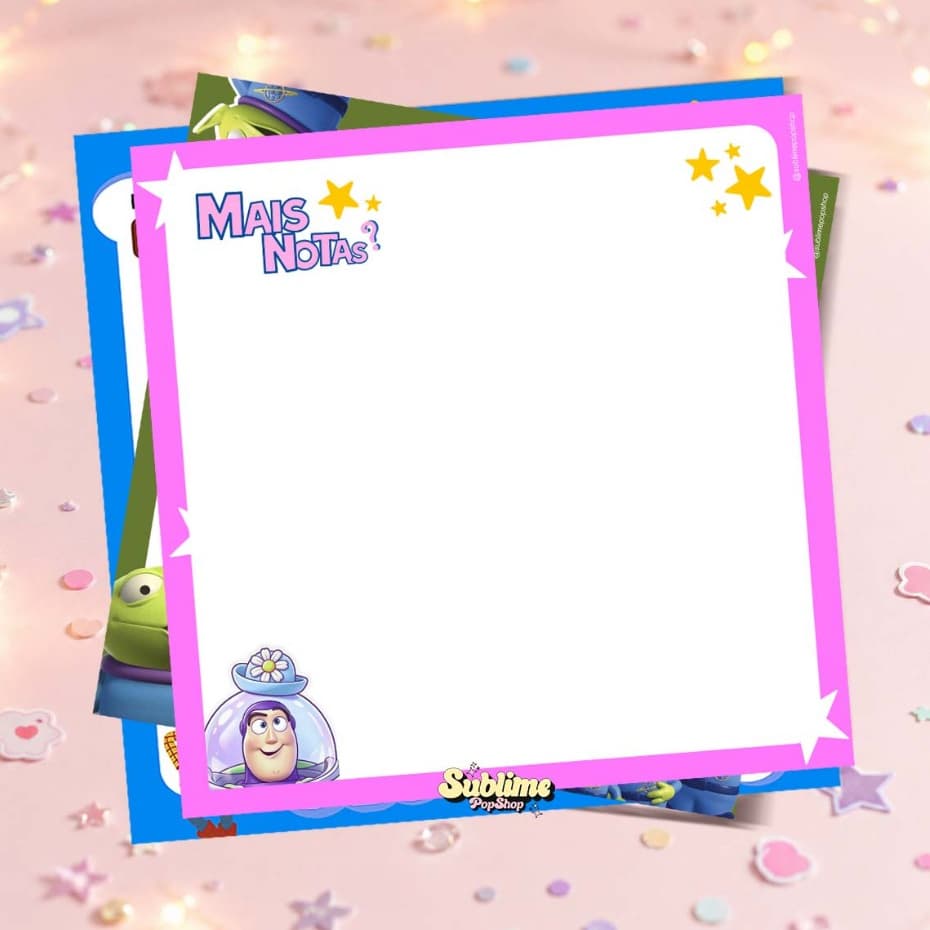 Bloco de Notas Toy Story Dona Marocas Buzz Lightyear Personalizado Woody Alien