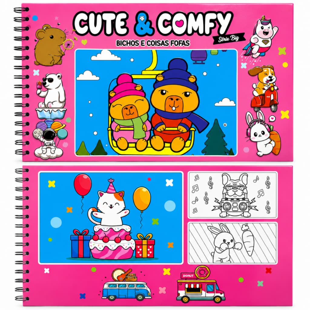 Livro de Colorir Cute & Comfy Bichos e Coisas Fofas