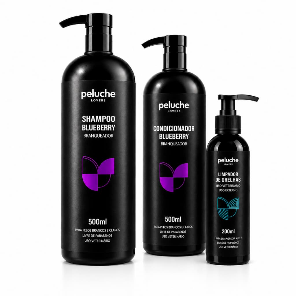 Shampoo Branqueador Condicionador Limpador de Orelhas Peluche Kit Banho Pet para Cães Pelos Claros