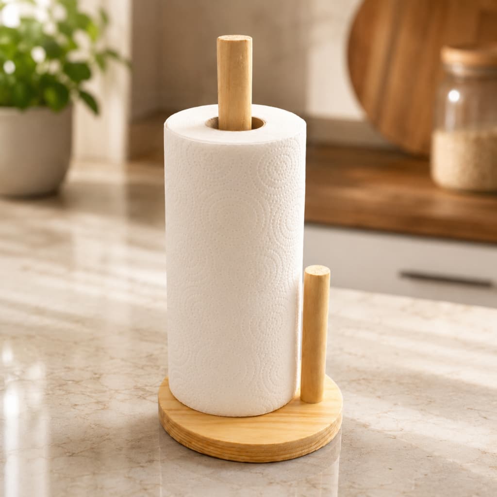 Porta Papel Toalha Madeira Suporte para Rolo de Papel Cozinha Bancada Organizador Decoração