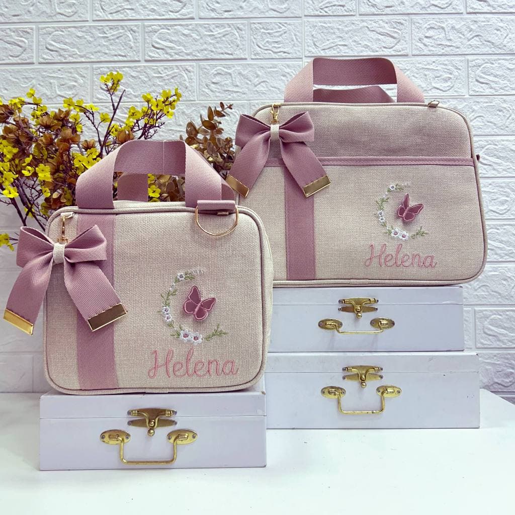 Kit Bolsa Maternidade P + G Personalizada com Nome do Bebê Bordado | Mala e Bolsa Maternidade Menino Menina | Envie o No