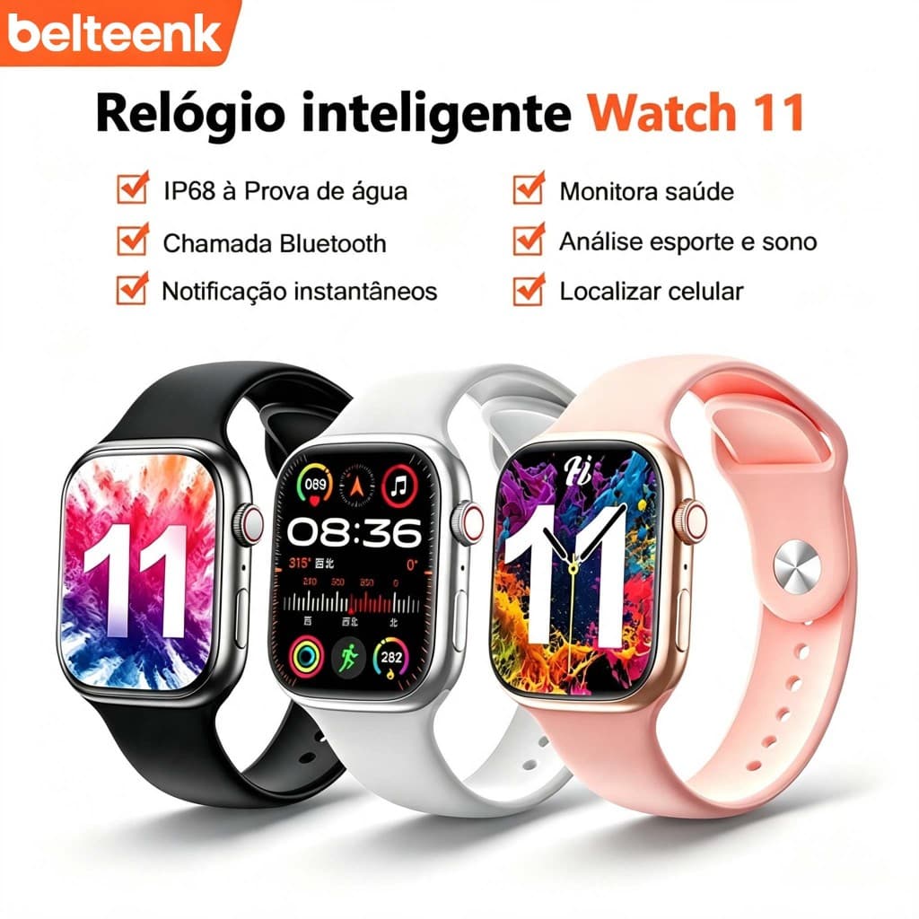 Masculino Feminino Relógio inteligente Belteenk 2026 Novo 2.01'' Watch 11 Smartwatch IP68 à Prova de água Android/IOS