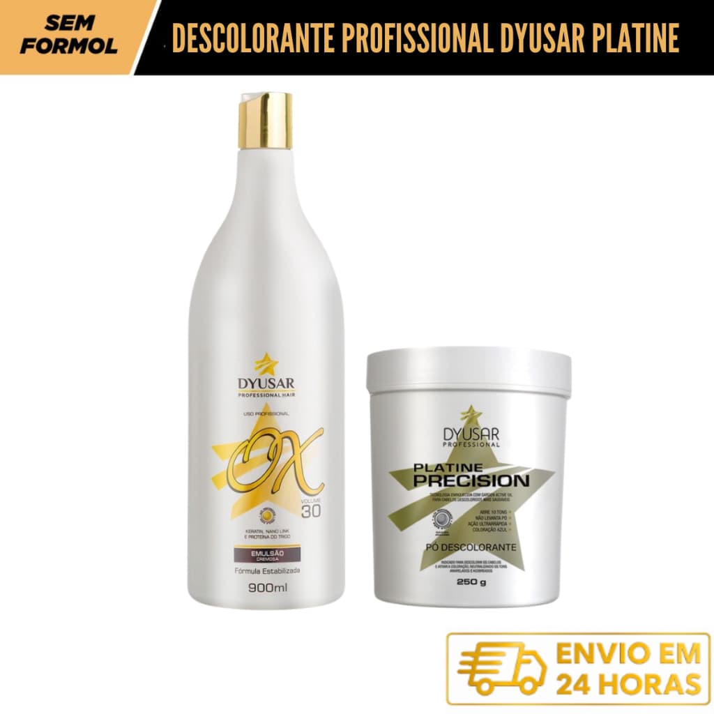 Kit Descolorante Profissional Dyusar Platine Precision Blue 250g + Oxidante 30 Volumes 400ml