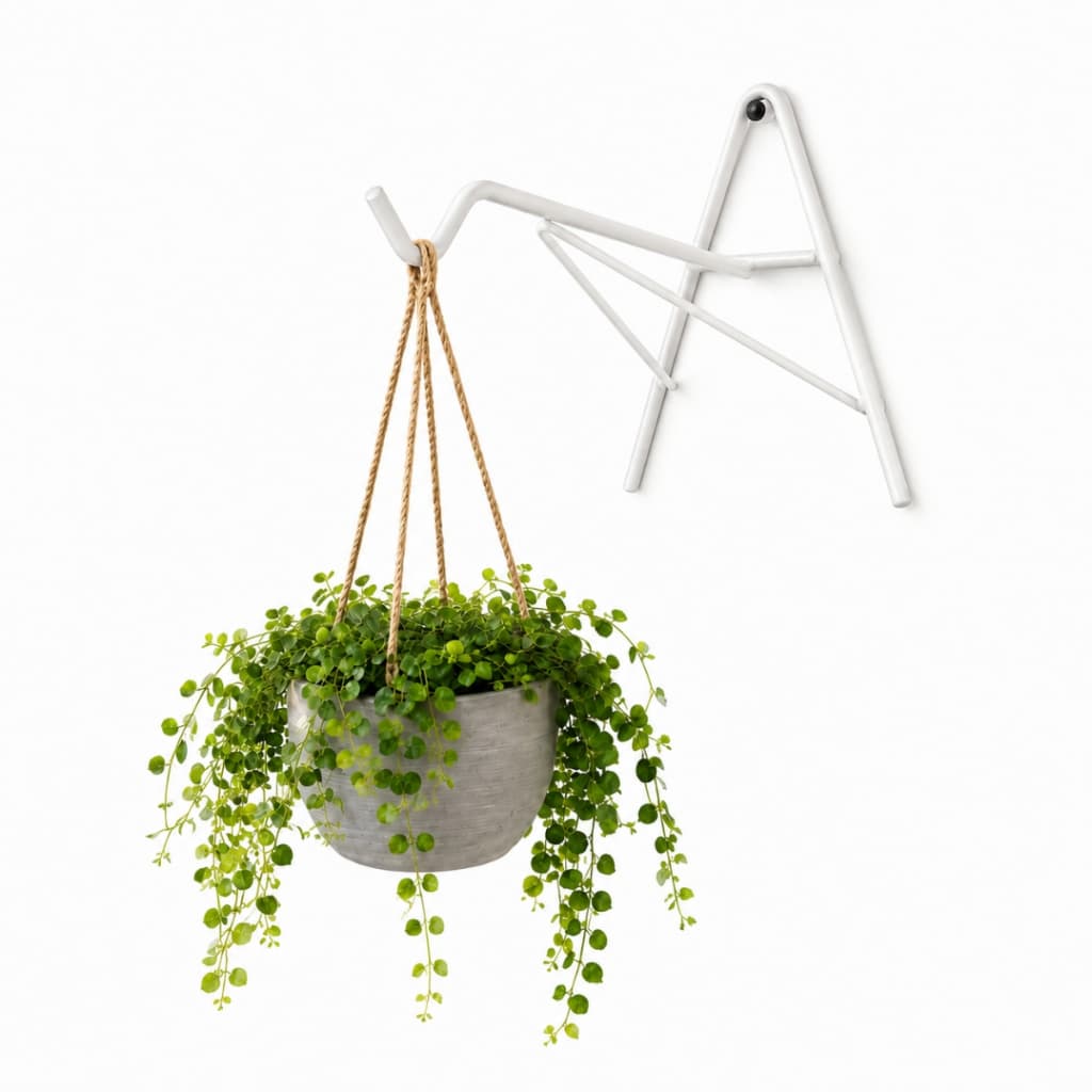Kit 5 Suportes para Vaso Suspenso de Parede 20cm Metal Branco Até 5kg para Plantas e Jardim Vertical