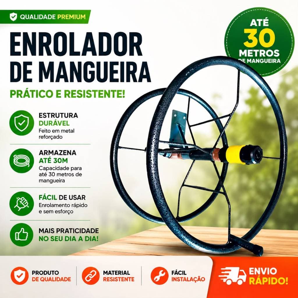 Enrolador de Mangueira de Jardim até 30 Metros