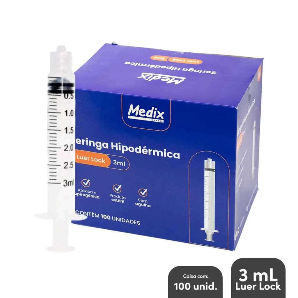 Seringa 3ml luer lock c/100