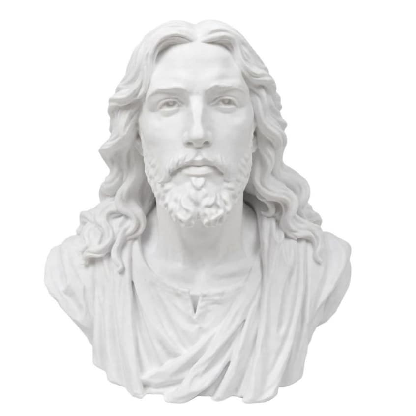 Busto de Jesus Cristo em PLA Branco Velvet - Escultura Sagrada com Acabamento Aveludado e Alta Riqueza de Detalhes