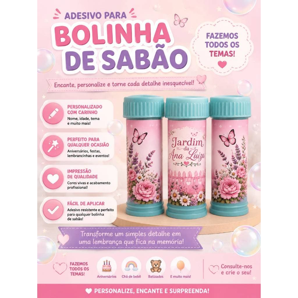 Kit adesivos para bolha de sabão Personalizado- FAZEMOS TODOS OS TEMAS