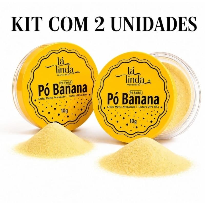 Kit 2 Pó Banana Tá Linda Facial Translúcido Solto Selador Maquiagem Antibrilho Acabamento Aveludado Longa Duração