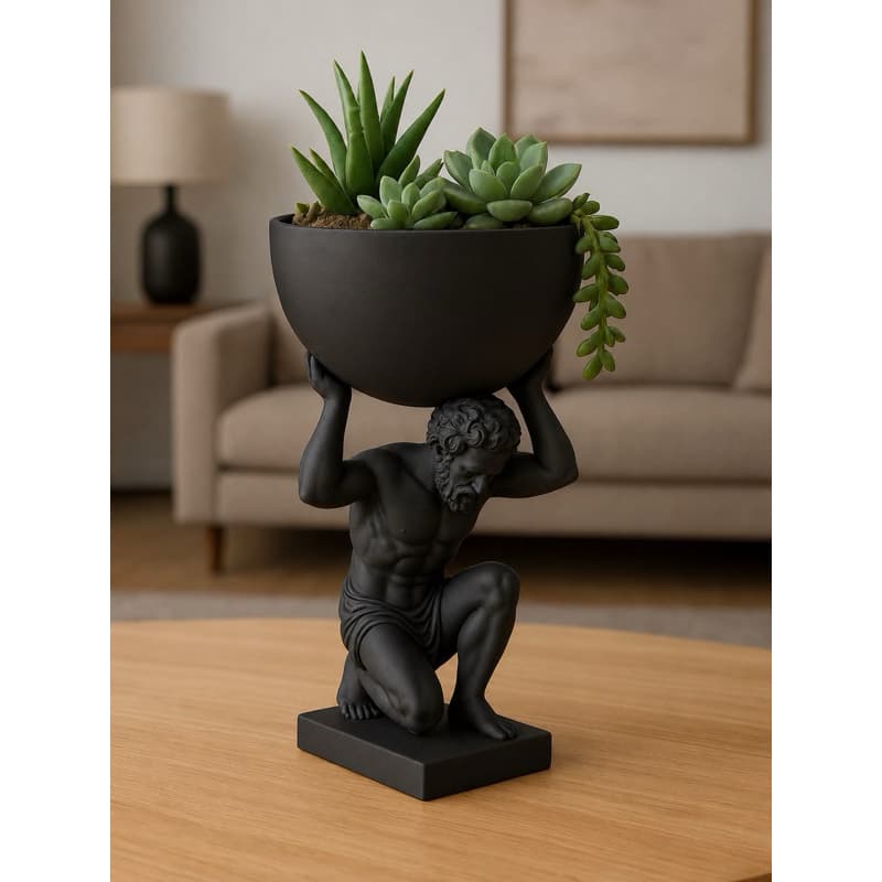 escultura vaso atlas decoração
