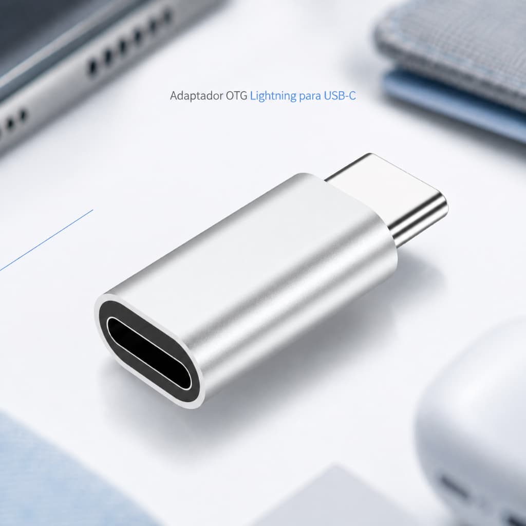 Adaptador OTG Lightning para USB-C iPhone Carregamento Tipo-C Compacto Prático Portátil