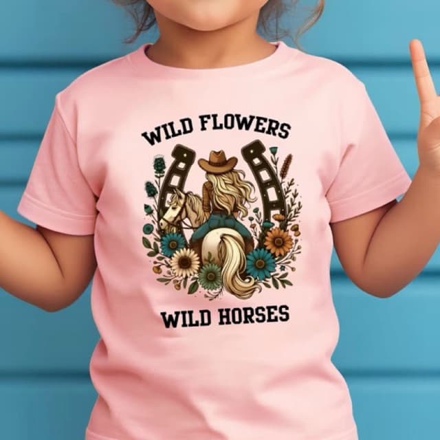 Camisa infantil menina Camiseta Ferradura Blusinha Country Boiadeira 100% Algodão Envio Imediato