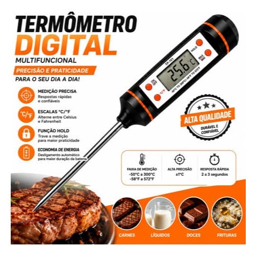 Termômetro Culinário Digital -50oc 300oc Para Bolos/cozinha