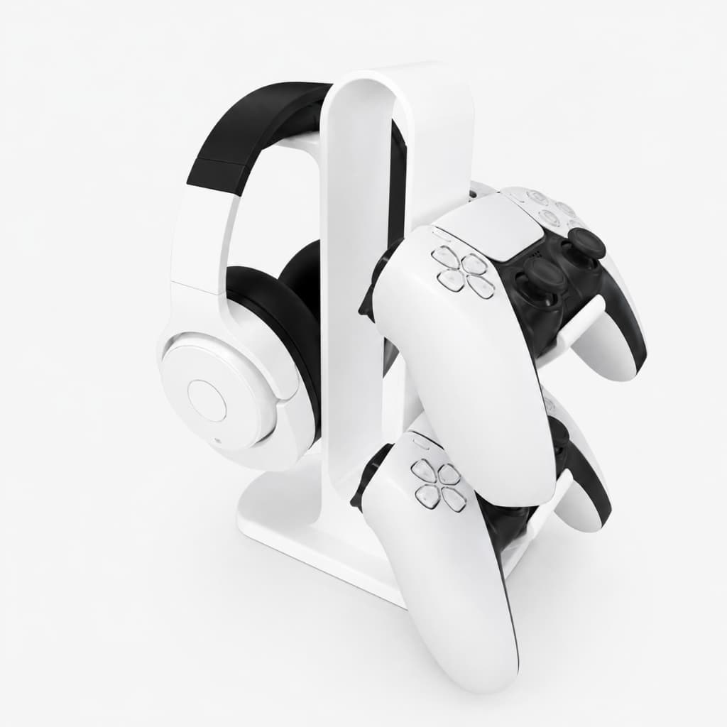 Suporte para Fone e Controles de PS5 - Organização Completa, Produção em Impressão 3D, Design Moderno